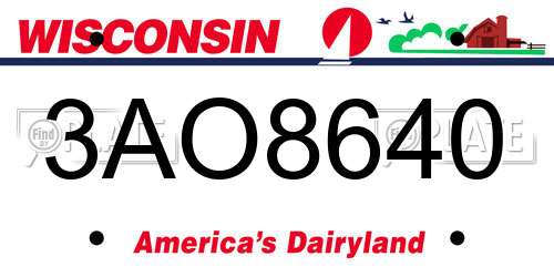 3AO8640 Wisconsin License Plate