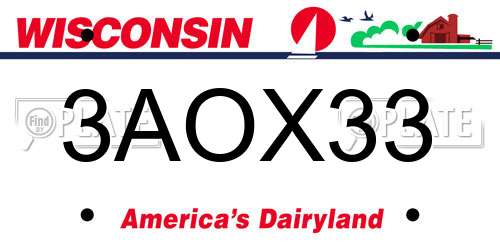 3AOX33 Wisconsin License Plate