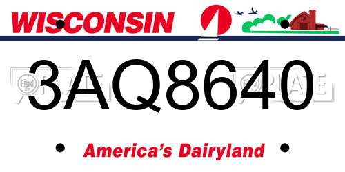 3AQ8640 Wisconsin License Plate