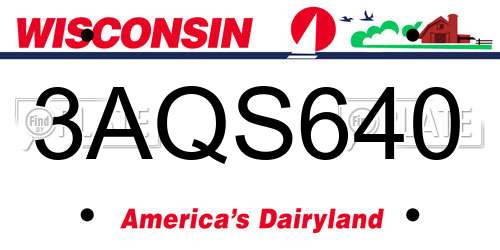 3AQS640 Wisconsin License Plate