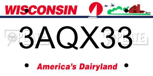 3AQX33 Wisconsin License Plate