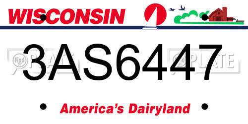 3AS6447 Wisconsin License Plate