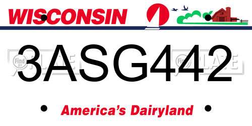 3ASG442 Wisconsin License Plate