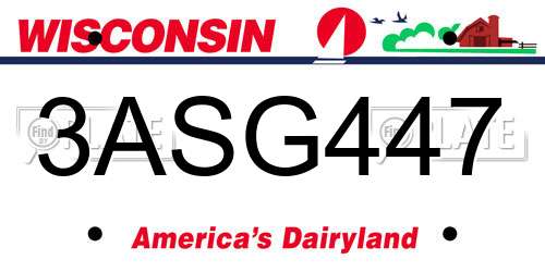 3ASG447 Wisconsin License Plate