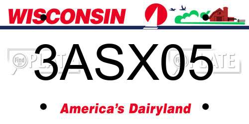 3ASX05 Wisconsin License Plate