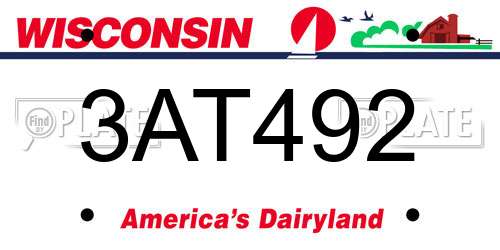 3AT492 Wisconsin License Plate