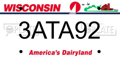 3ATA92 Wisconsin License Plate