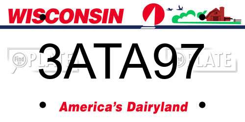 3ATA97 Wisconsin License Plate