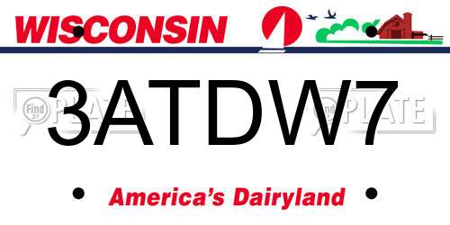 3ATDW7 Wisconsin License Plate