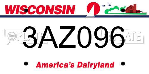 3AZ096 Wisconsin License Plate