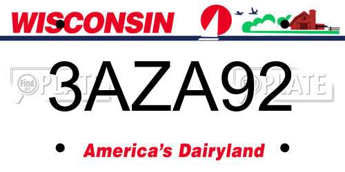 3AZA92 Wisconsin License Plate
