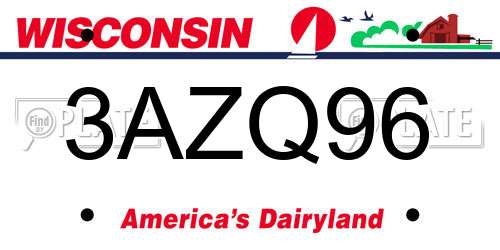 3AZQ96 Wisconsin License Plate