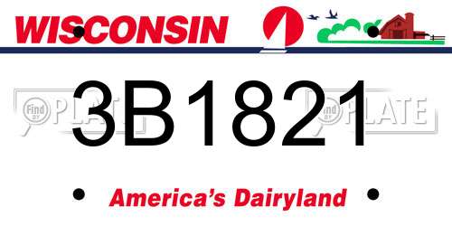 3B1821 Wisconsin License Plate