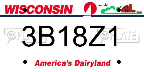 3B18Z1 Wisconsin License Plate
