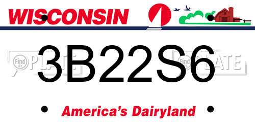 3B22S6 Wisconsin License Plate