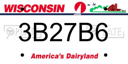 3B27B6 Wisconsin License Plate