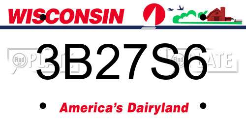 3B27S6 Wisconsin License Plate