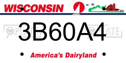 3B60A4 Wisconsin License Plate
