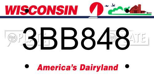 3BB848 Wisconsin License Plate