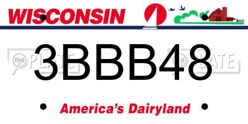 3BBB48 Wisconsin License Plate