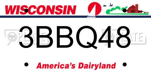 3BBQ48 Wisconsin License Plate