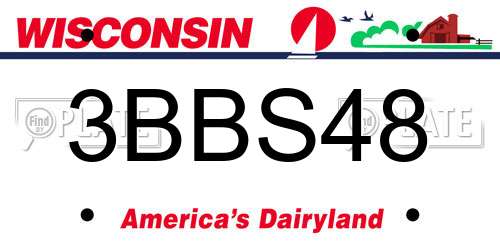 3BBS48 Wisconsin License Plate