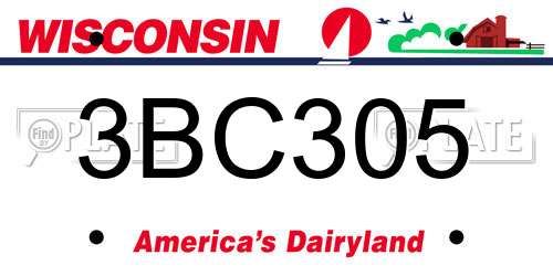 3BC305 Wisconsin License Plate