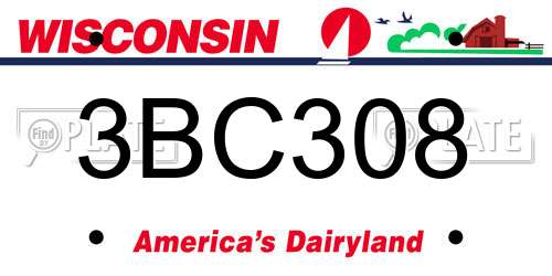 3BC308 Wisconsin License Plate