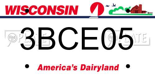 3BCE05 Wisconsin License Plate