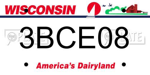 3BCE08 Wisconsin License Plate