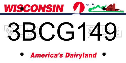 3BCG149 Wisconsin License Plate
