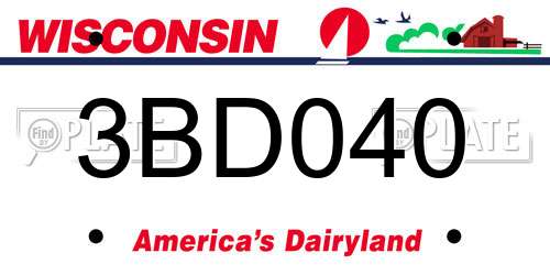 3BD040 Wisconsin License Plate
