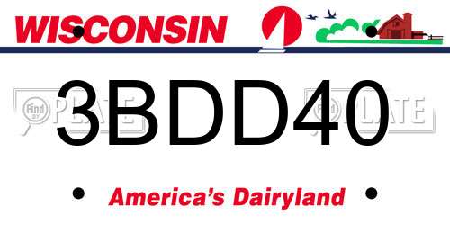 3BDD40 Wisconsin License Plate
