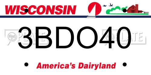 3BDO40 Wisconsin License Plate