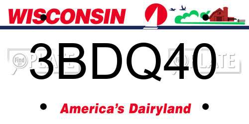 3BDQ40 Wisconsin License Plate