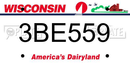 3BE559 Wisconsin License Plate