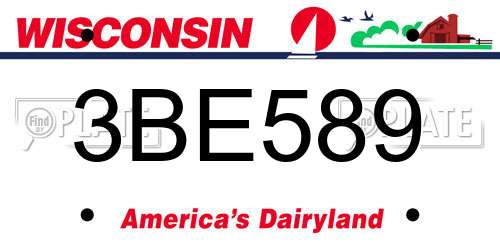 3BE589 Wisconsin License Plate