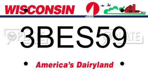 3BES59 Wisconsin License Plate