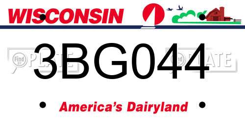 3BG044 Wisconsin License Plate