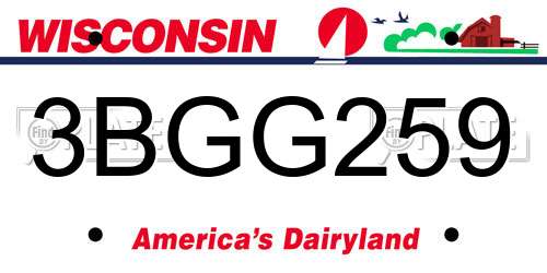 3BGG259 Wisconsin License Plate