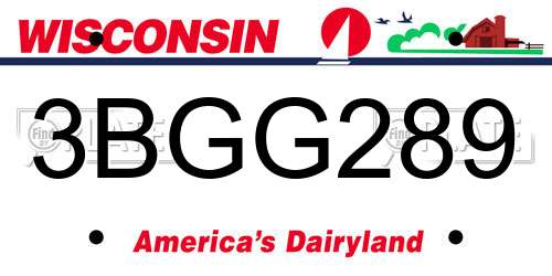 3BGG289 Wisconsin License Plate