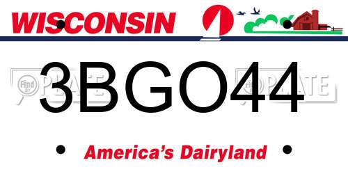 3BGO44 Wisconsin License Plate