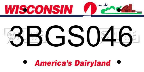 3BGS046 Wisconsin License Plate