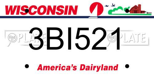 3BI521 Wisconsin License Plate