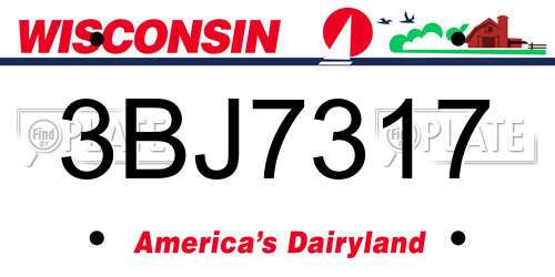 3BJ7317 Wisconsin License Plate