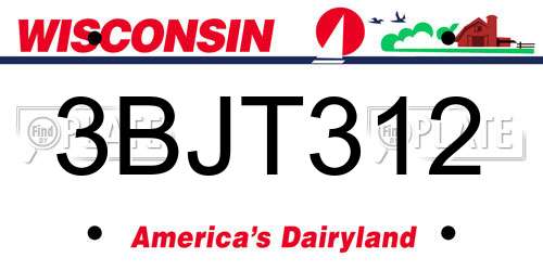 3BJT312 Wisconsin License Plate