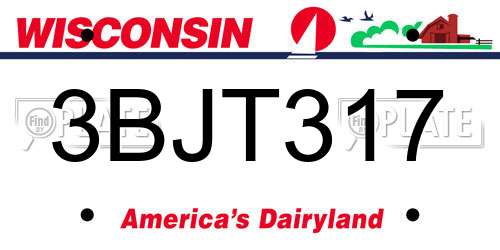 3BJT317 Wisconsin License Plate