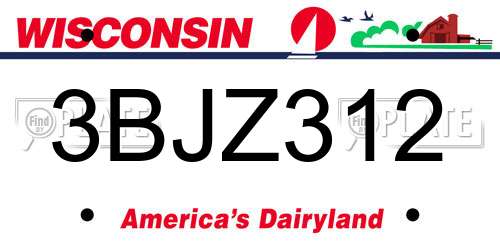 3BJZ312 Wisconsin License Plate