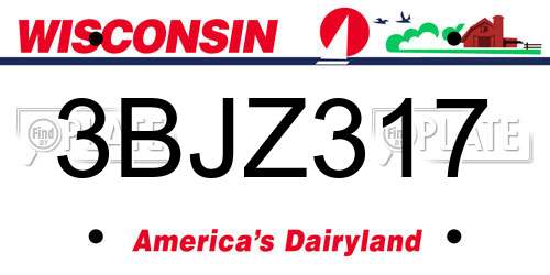 3BJZ317 Wisconsin License Plate