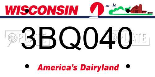 3BQ040 Wisconsin License Plate